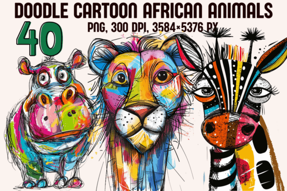 Download Doodle Cartoon African Animals - African Collection